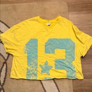 Urban outfitters Yellow Graphic Tee with Blue Number size Large